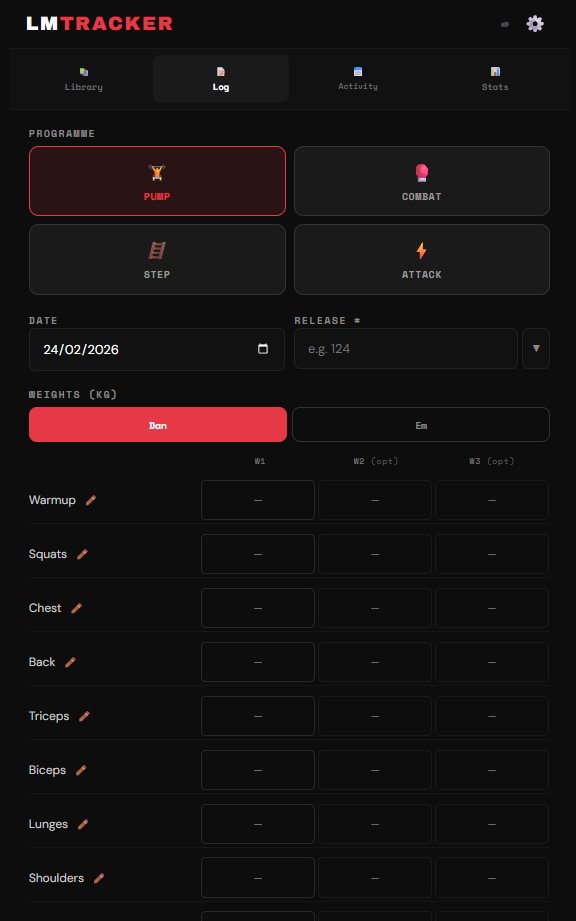Workout logging form